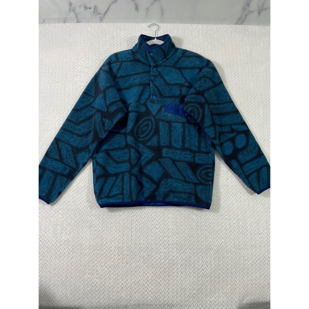 Patagonia Synchilla Snap-T Fleece Pullover Mens M Teal Blue Geometric